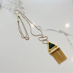 Madewell gold and green triangle adjustable pendant necklace